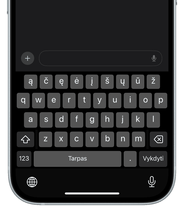 VSKS Lithuanian keyboard app on iPhone